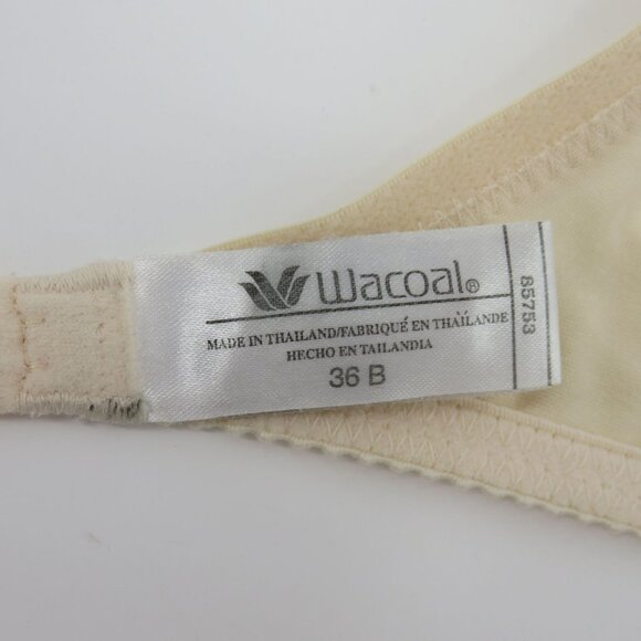 Wacoal 36B Bra 85753 Embroidered Beige Ivory Underwire Unlined Mesh Bow Accent - Picture 11 of 15